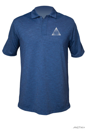 FOUNDATION - Mens Tech Polo S/S - NAVY HEATHERED