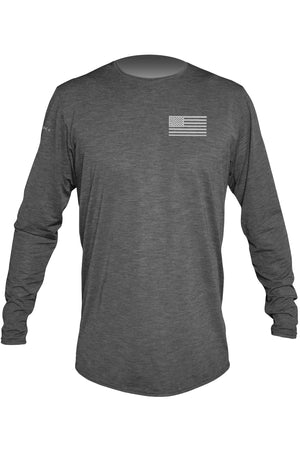 FREEDOM FLAG - Tech L/S - CHARCOAL HEATHERED