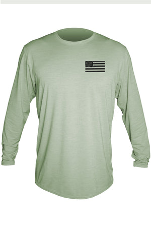 FREEDOM FLAG - Tech L/S - OLIVE HEATHERED