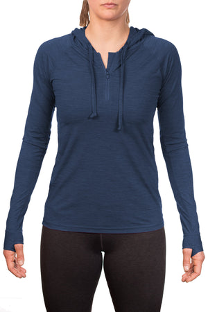 Womens - Flight Tech Hoody - NAVY HEATHERED